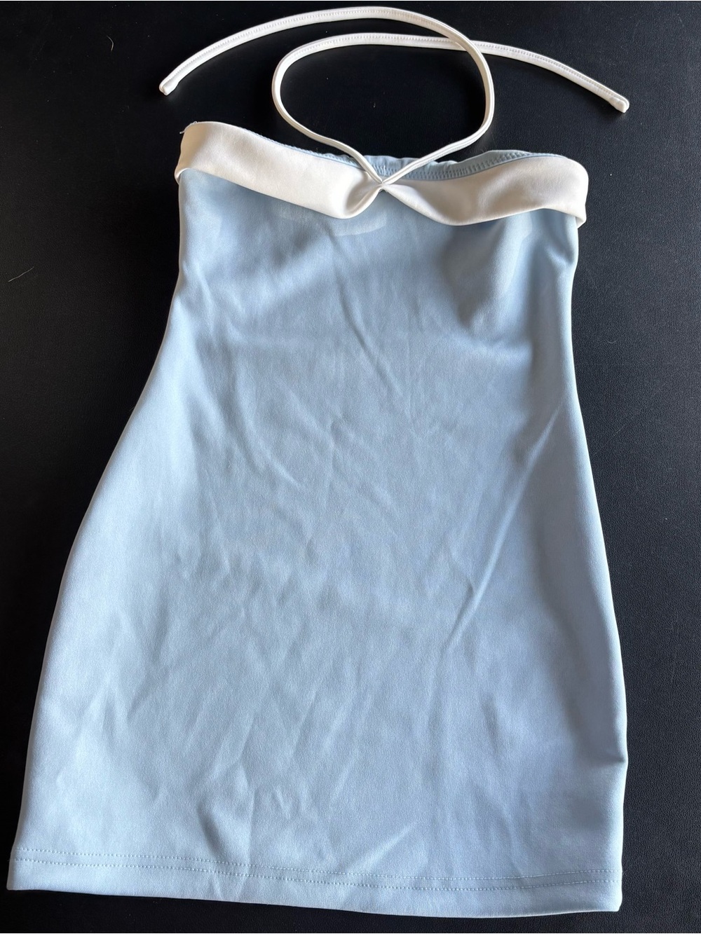 Light Blue & White Halter Mini Dress